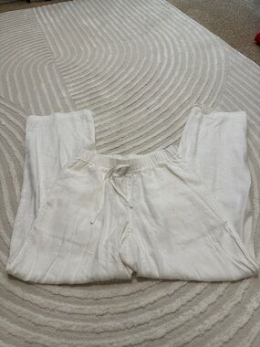 Aritzia White Drawstring Linen pants
